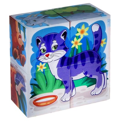 Кубики «Домашние животные», 4 штуки, в коробке