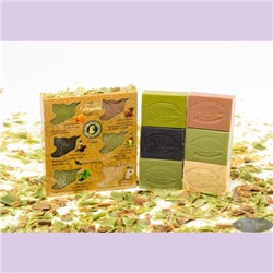 Набор оливкового мыла в подарочной картонной упаковке с отверстиями в форме карты Сирии, 6 шт./~630 гр, ТМ КЛЕОПАТРА