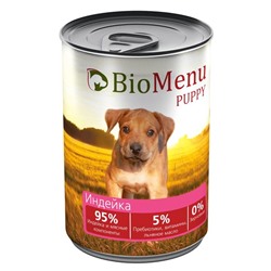 Консервы BioMenu PUPPY для щенков индейка 95%-мясо , 410гр