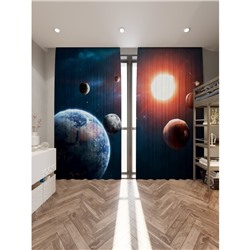 Фотошторы «Солнечная система», размер 150 × 260 см, димаут