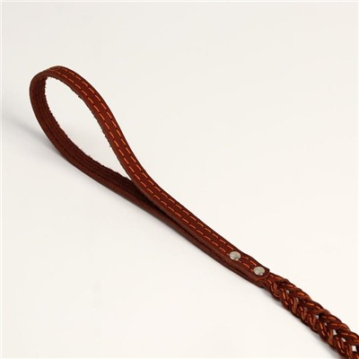 Поводок кожаный плетеный "Коса", 1.25 м х 1.1 см, коричневый