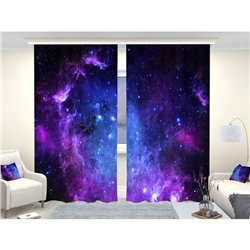 Фотошторы «Фиолетовое звёздное небо», размер 150 × 260 см, димаут