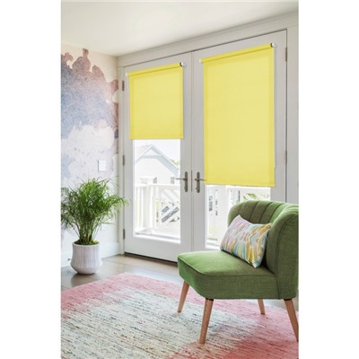 Рулонная штора на балконную дверь, 52х215 см, цвет жёлтый