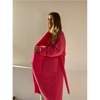 4852 Пальто-одеяло на альполюксе розовое