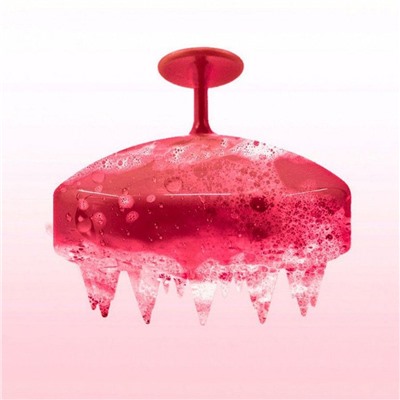 Nail Art Массажная силиконовая щетка для мытья волос и кожи головы, розовый