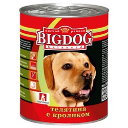 Влажный корм BIG DOG для собак, телятина/кролик, ж/б, 850 г