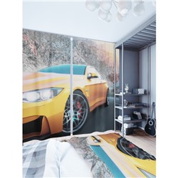 Фотошторы «Спортивное авто на фоне гор», размер 150 × 260 см, димаут