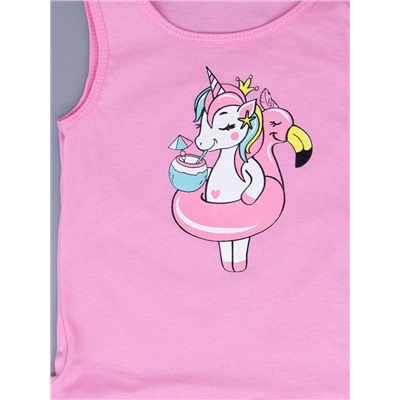 Платье трикотажное для девочки, пони-единорог с кругом "фламинго", розовый