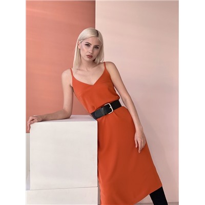 4561 Платье-комбинация с краш-эффектом оранжевая