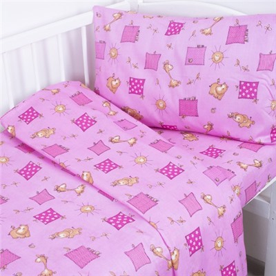 Постельное белье в детскую кроватку 366/3 Жирафики розовый