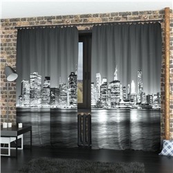 Фотошторы «Черно-белый Манхеттен», размер 150 × 260 см, димаут