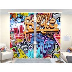Фотошторы «Граффити», размер 150 × 260 см, димаут