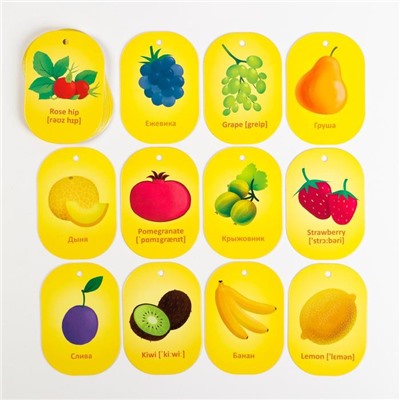Карточки на кольце для изучения английского языка «Фрукты и ягоды», 3+