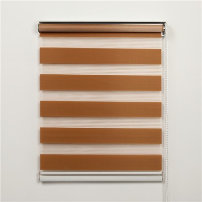 Штора рулонная «День-ночь», 90×180 см (с учётом креплений 3,5 см), цвет коричневый