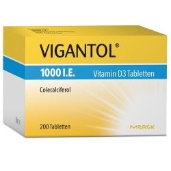 VIGANTOL 1000 I.E. Vitamin D3 Вигантол Витамин D3 в таблетках, для взрослых и детей с рождения, 200 шт.