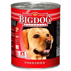 Влажный корм BIG DOG для собак, говядина, ж/б, 850 г