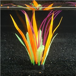 Растение силиконовое аквариумное, светящееся в темноте, 9,7 х 36,5 см, оранжевое