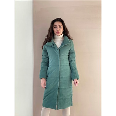 5402 Пальто утеплённое стёганое Premium в зелёном
