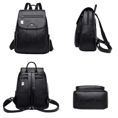 Женский кожаный рюкзак 659-3 BLACK