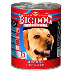 Влажный корм BIG DOG для собак, мясное ассорти, ж/б, 850 г