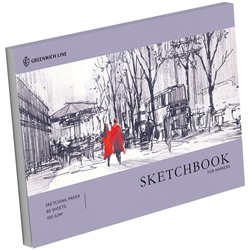 Скетчбук A4  60л., 100г/м, для маркеров, карт.обл. "City walk" (SkBM_45781, Greenwich Line)