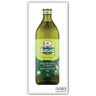 Масло оливковое рафинированное из выжимок с добавлением масла оливкового нерафинированного Basso Pomace Olive Oil 1 л