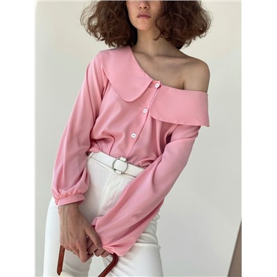 6321 Блуза с большим отложным воротником нежно-розовая