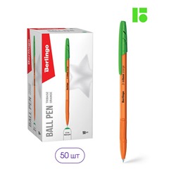 Ручка шар. Berlingo "Tribase Orange" (CBp_70914) на масляной основе, зеленая, 0.7мм., оранжевый корпус