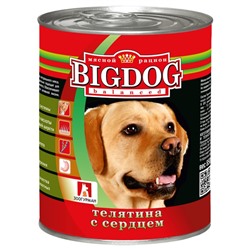 Влажный корм BIG DOG для собак, телятина/сердце, ж/б, 850 г