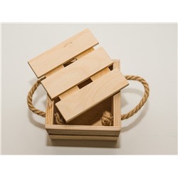 Ящик деревянный с ручками и крышкой 11,5*11,5*8см (Я-4700) светлое дерево