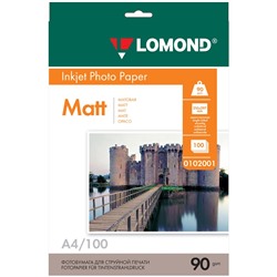 Фотобумага LOMOND для струйной печати А4 90г/м2, 100л. одност.матовая (0102001)