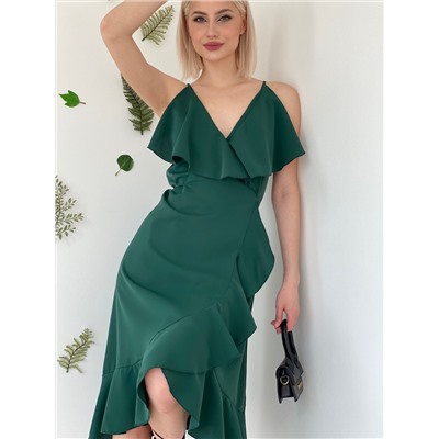 6142 Платье-сарафан с воланами emerald