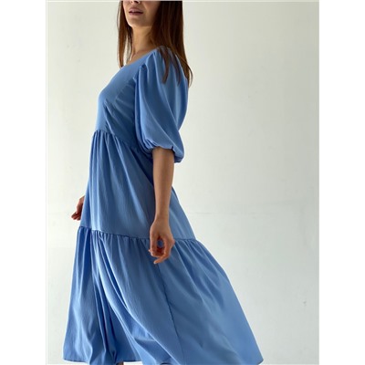 6167 Платье-парашют длинное голубое