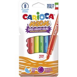 Фломастеры "Carioca Neon" неоновые  8цв., в карт.уп. (42785, Италия) суперсмываемые