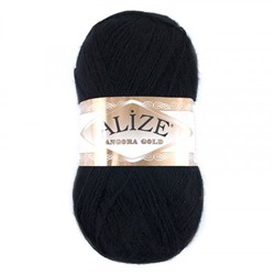 Пряжа для вязания Ализе AngoraGold (20%шерсть, 80%акрил) 100гр цвет 060 черный