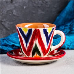 Чайная пара Риштанская Керамика "Атлас", 350 мл, красная
