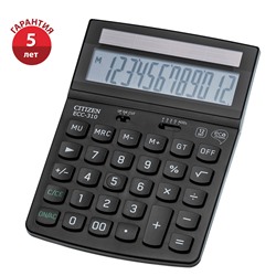 Калькулятор настольный CITIZEN ECC310, черный, 12-разрядный, 191*139мм, дв.питание