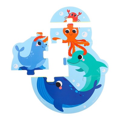 Макси - пазл для игры в ванне «Головоломка: Морские животные», 5 мягких деталей