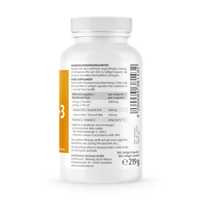 ZeinPharma (Цайнфарма) Omega-3 500 mg Kapseln Рыбий жир с Омега-3 500 mg, 300 шт