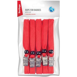 Набор шнурков для бейджей Berlingo, с клипсой, красные, 45см, 5шт. (PDk_00008)