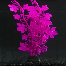 Растение силиконовое аквариумное, светящееся в темноте, 7 х 25 см, фиолетовое