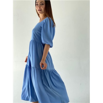6167 Платье-парашют длинное голубое