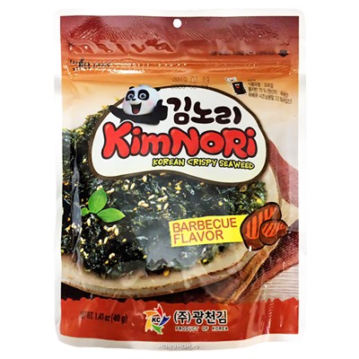 Сушеные морские водоросли со вкусом барбекю Kimnori, Корея, 40 г