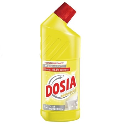 Гель чистящий Dosia "Лимон" для сантехники с дезинфицирующим и отбеливающим эффектом, 750 мл