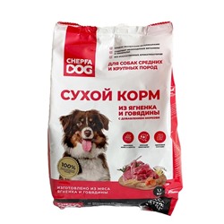 Сухой корм CHEPFADOG для собак средних и крупных пород, ягненок/говядина/морковь, 1,1 кг