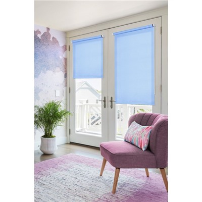 Рулонная штора на балконную дверь, 52х215 см, цвет голубой