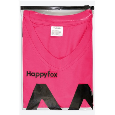 Женская футболка оверсайз с V-вырезом Happy Fox