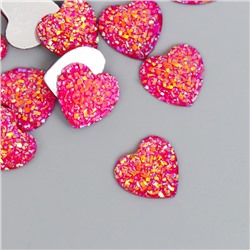 Кабошон "Сердце", цвет темно-розовый 12 мм