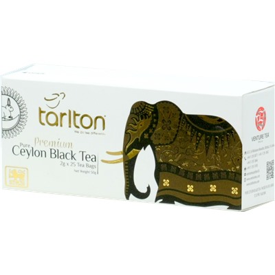 TARLTON. Golden Ceylon. Black Tea 50 гр. карт.пачка, 25 пак.