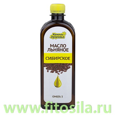 Льняное масло пищевое "Сибирское" 0,5 л, марка "Компас Здоровья"